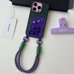 Cute cartoon cat lanyard suitable for iPhone15promax Apple 14 mobile phone case 13 new style 12 all inclusive 11