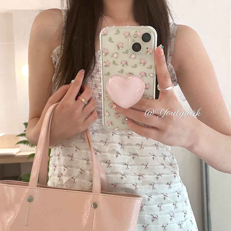 Korean fresh small floral suitable for Apple 15ProMax mobile phone case iPhone14 love powder stand 13 women 12