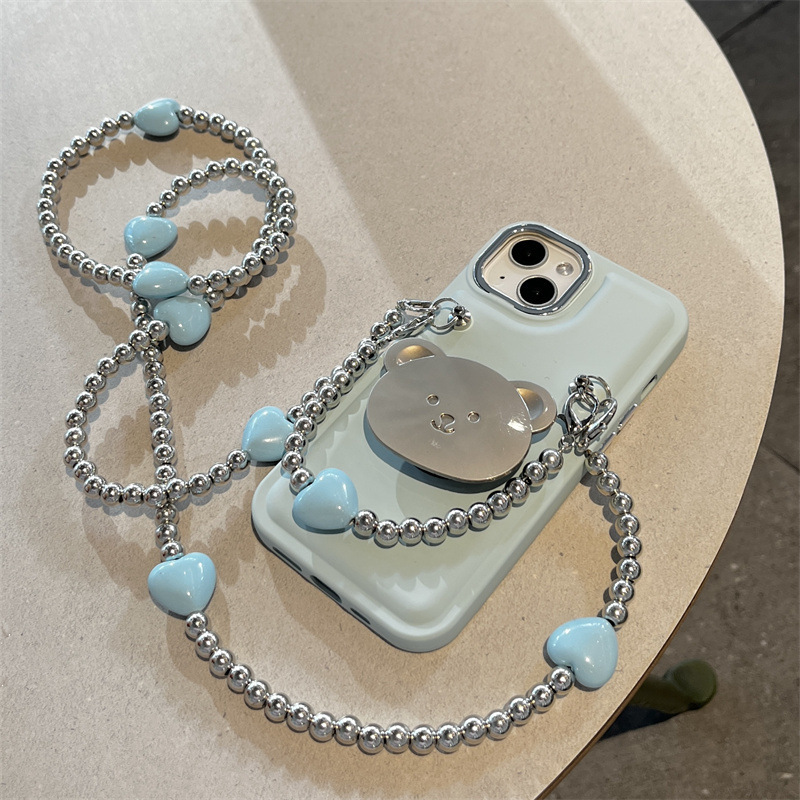 Suitable for Apple 15 mobile phone case, cute bear, new iPhone13 protective cover 14Promax crossbody chain for women