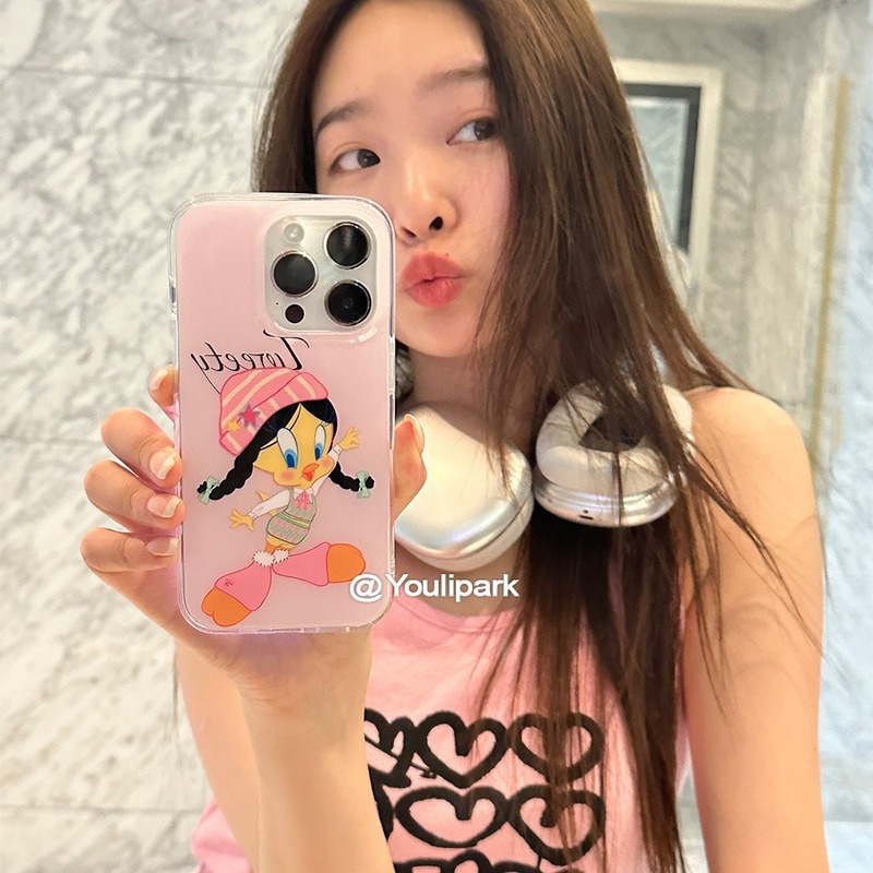 Cute girl foundation cartoon character eating iPhone15promax apple 14 mobile phone case 13 new style 12 soft 11