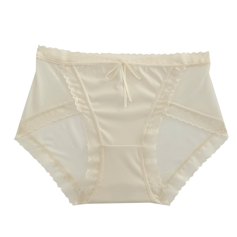 Pure Desire Bow Lace Girl Cute Panties Cool Mid-waist Seamless Nude Briefs Ready in Stock