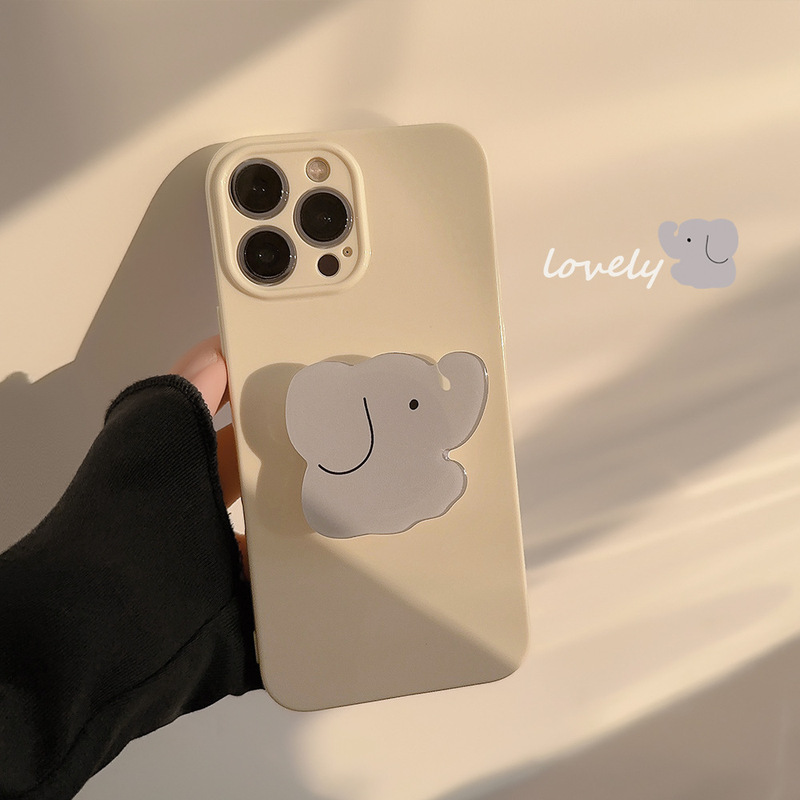 Custard elephant stand iphone13 mobile phone case apple 15pro max Korean style 12 silicone soft 11 suitable for 14