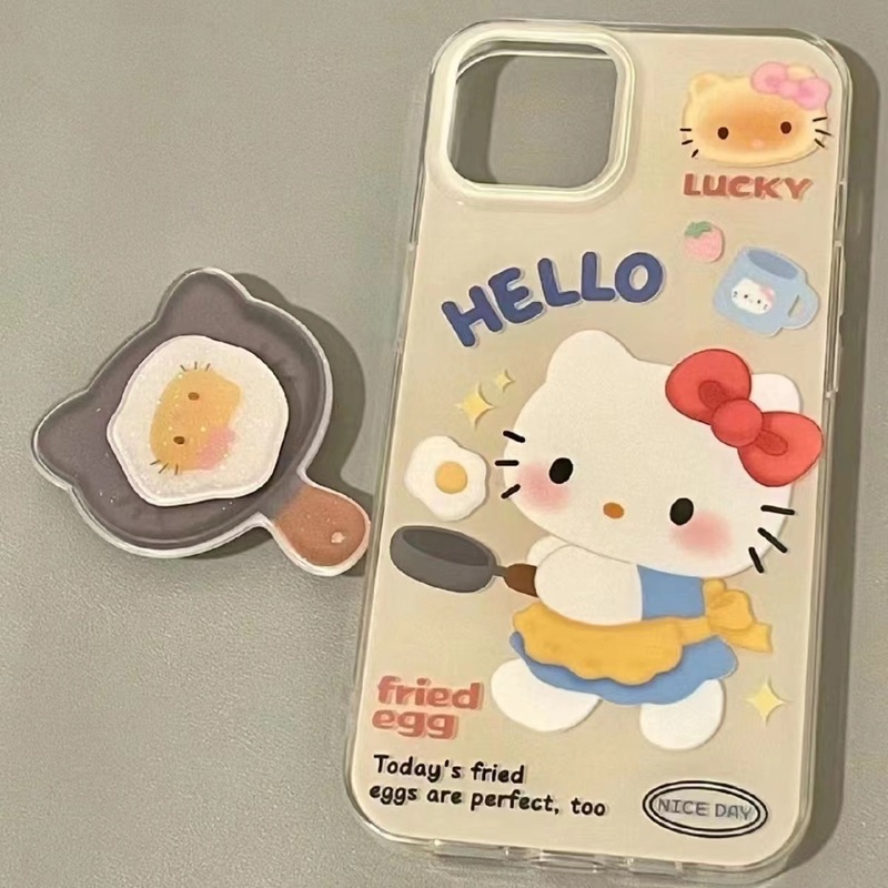 Omelette KT cat suitable for iPhone15/14promax Apple mobile phone case 13/12/11pro soft xr/xs/8p