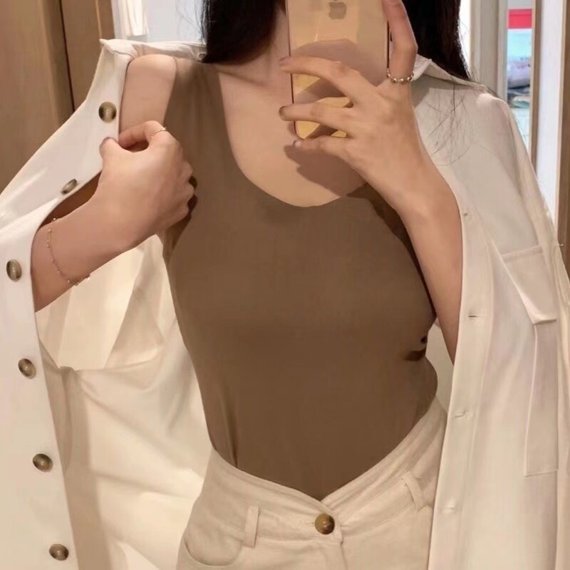 Seamless thermal underwear, bottoming shirt, women's inner vest, velvet sleeveless top, thickened thin section, German spring, autumn and winter