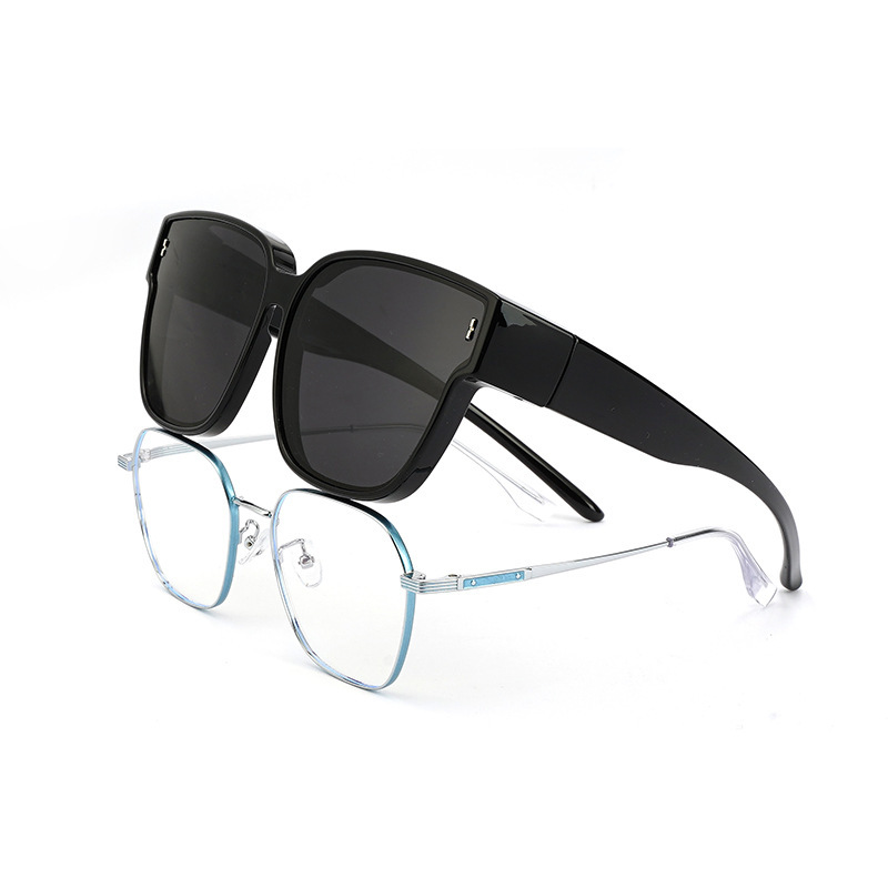 Men's sunglasses, women's polarized myopia set of glasses, European and American fashionable driving and fishing glasses, TR frame sunglasses, dual use
