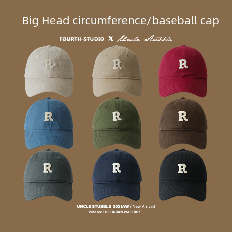 R logo letter baseball cap for women Japanese all-match slimming face small Korean style peaked cap men's sports sun protection sun hat