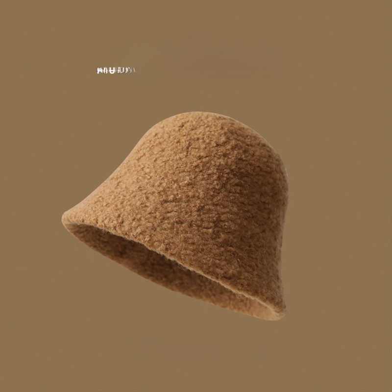 High-end desk lamp hat for girls with temperament outdoor solid color basin hat to keep warm in winter without makeup and cover the face bucket hat fisherman hat