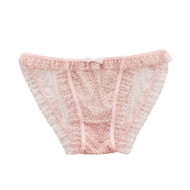 Pure Desire Lace Transparent Sexy Low Waist Girls Underwear Leopard Mesh Breathable Sweet Japanese Briefs Women's Seamless