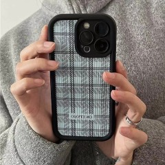Blue line plaid is suitable for Apple 14plus mobile phone case 13promax fashion 15plus new 12 soft