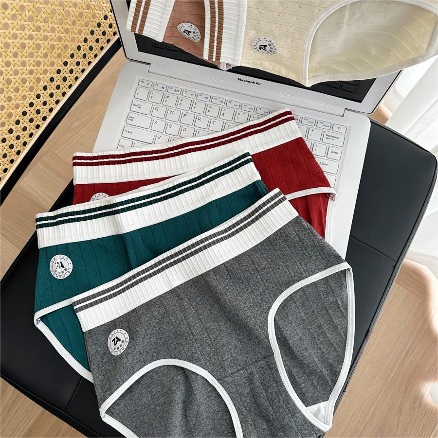 8416 Maillard atmosphere type A baby cotton contrasting color 7A antibacterial comfortable mid-waist underwear for women pure cotton