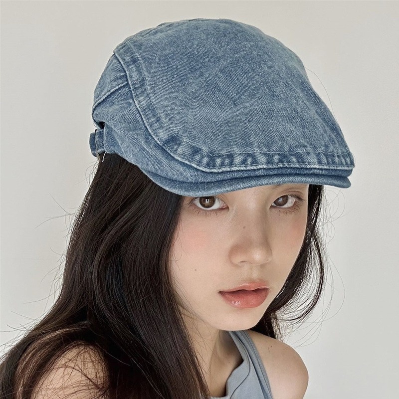 Denim style retro cowboy forward hat, adjustable large head circumference, fashionable and versatile duckbill hat, trendy