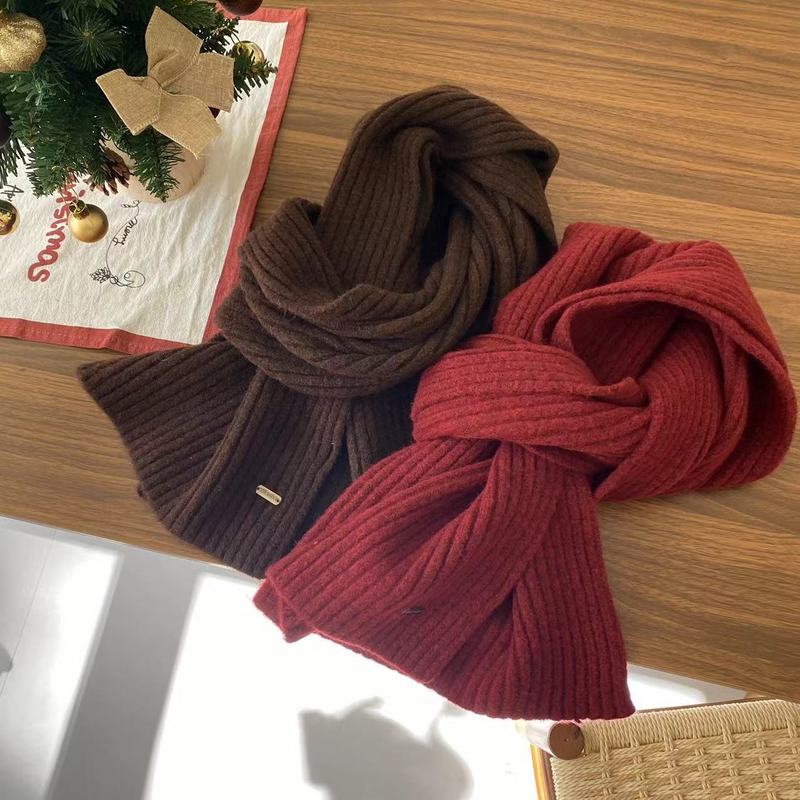 Korean version of the new winter Korean ins solid color thickened single color shawl wool blended knitted warm scarf