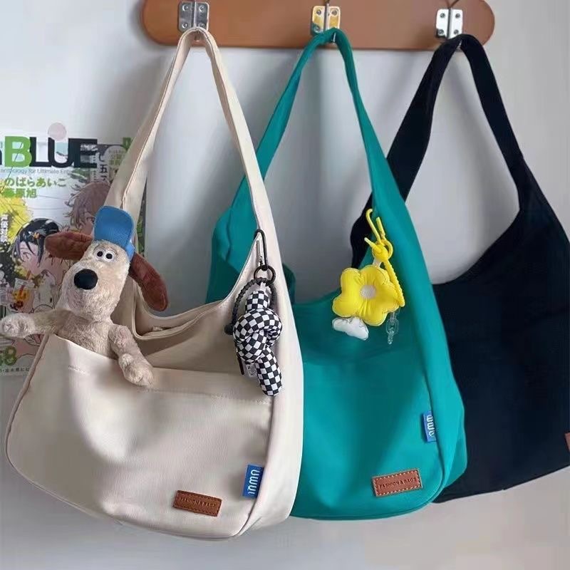 2024 New Japanese Style Harajuku Street Photography Embroidery Planet Men and Women Korean Ins Workwear Canvas Bags for Female Students