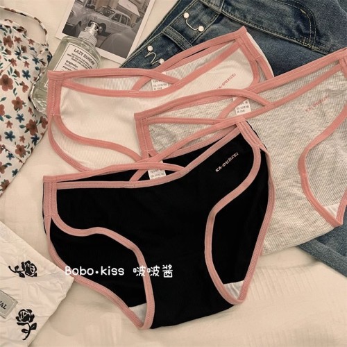 Pure Desire Embroidered Letters French Satin Panties Women's Mid-waist Simple and Comfortable Summer Thin Briefs