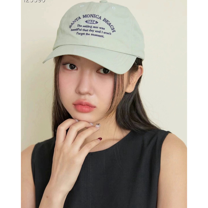 Breathable quick-drying peaked cap for men and women, thin sunshade, Korean style embroidered letters soft top baseball cap, face-showing small plain face hat