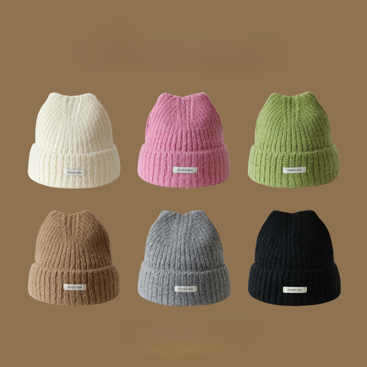 Cat ears knitted hat for girls birthday style sweet and cute cartoon woolen hat simple solid color cold-proof ear protection hat trendy