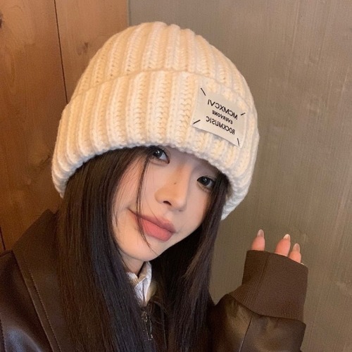 Patch Korean version ins fashion winter couple woolen hat women's thickened warm knitted hat letter street cold hat