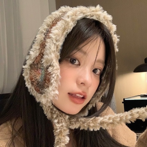 Winter furry strap knitted earmuffs female woolen student style earmuffs thickened warm and antifreeze ear protection earmuffs