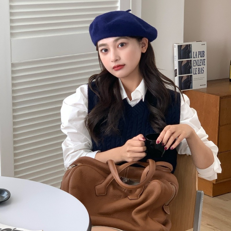 Zhenmei ~ Large version of wool beret women's autumn and winter temperament Internet celebrity painter hat that shows face and versatile hat
