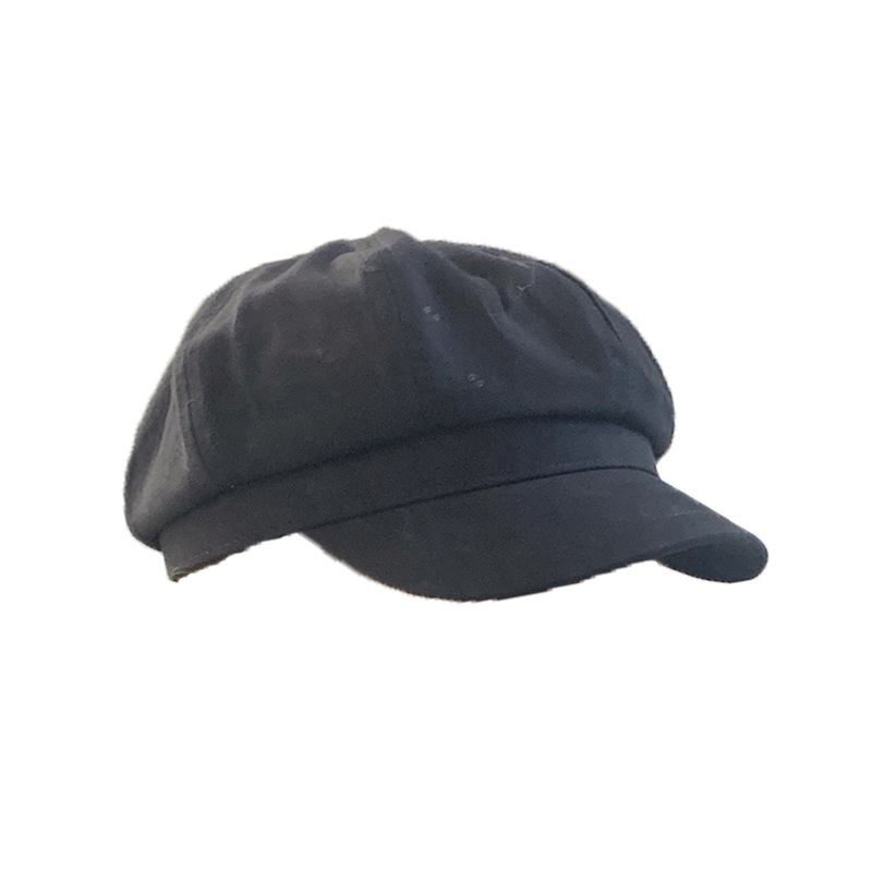 Japanese retro cloud hat black octagonal beret women's new autumn and winter painter hat newsboy cap peaked cap
