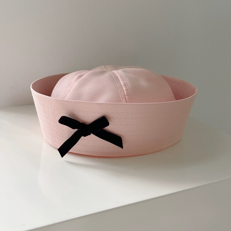 Internet celebrity bow pink sailor hat flip-brim hat Korean style trendy versatile sweet girl JK uniform style navy hat