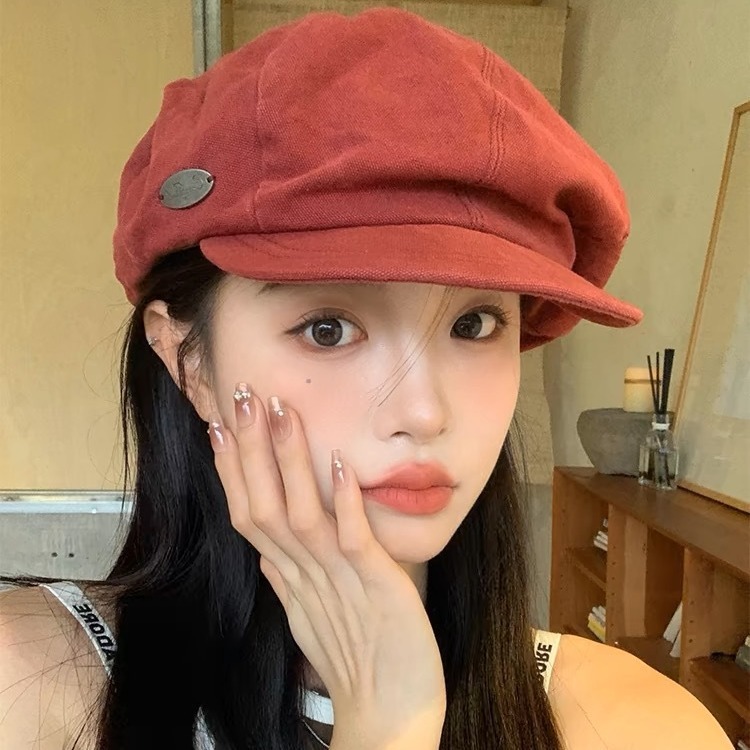 24 new spring simple Japanese style cloud octagonal hat with big head circumference and face, small and versatile newsboy peaked hat for men and women