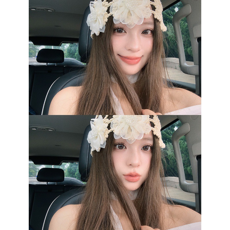 Hollow Flower~White Braided Hollow Heap Hat Women's 2024 New Thin Lace Flower Knitted Hat
