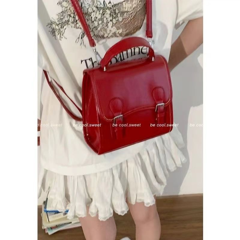 Portable Ancora Red Bag Women's 2024 New Trendy Fashion Backpack College Style Versatile Shoulder Bag