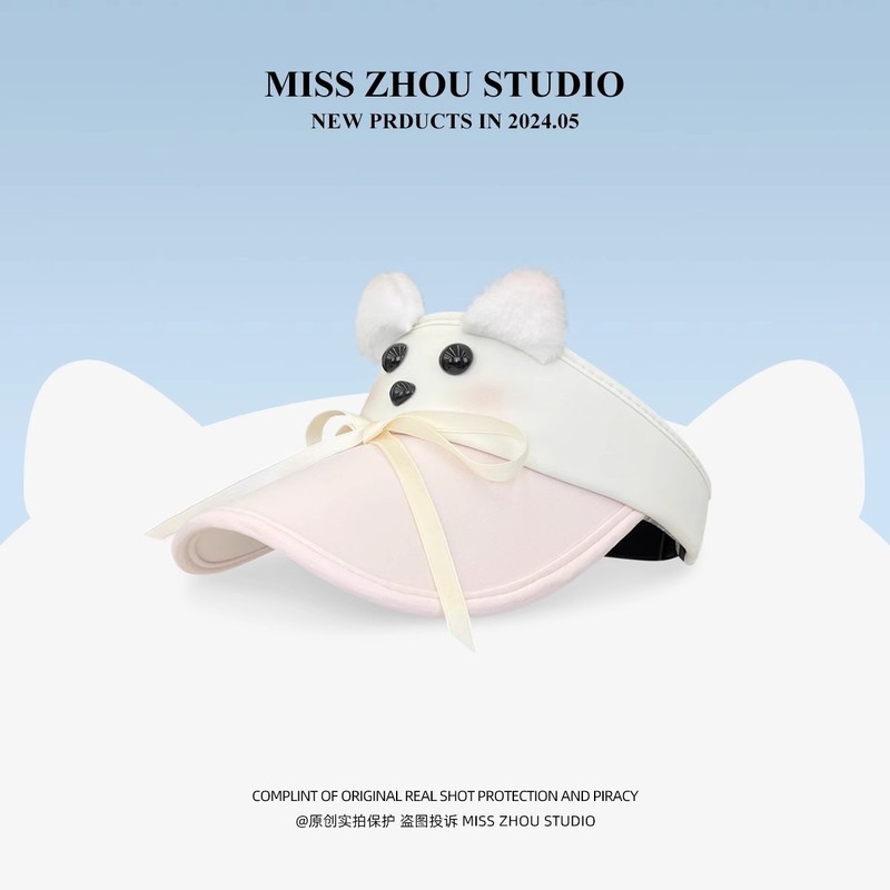 Japanese cute puppy hollow hat for women outdoor cycling sun protection Xiaohongshu same style sun hat and peaked hat