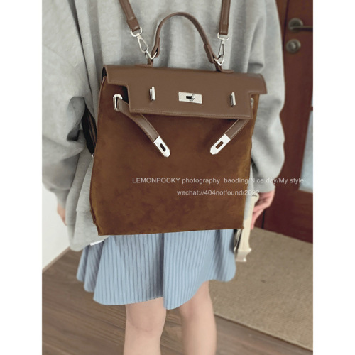 Retro large-capacity Kelly bag women's bag new high-end texture matte backpack fashionable women's backpack