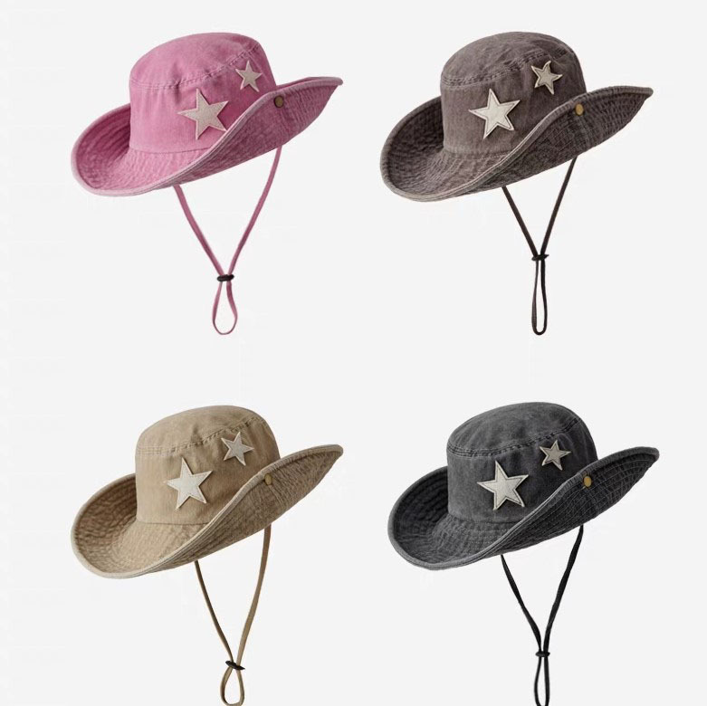 Sweet Cool Hot Girl Western Cowboy Hat Women's Spring and Summer Retro Outdoor Camping Shade Vacation Sun Protection Hiking Hat