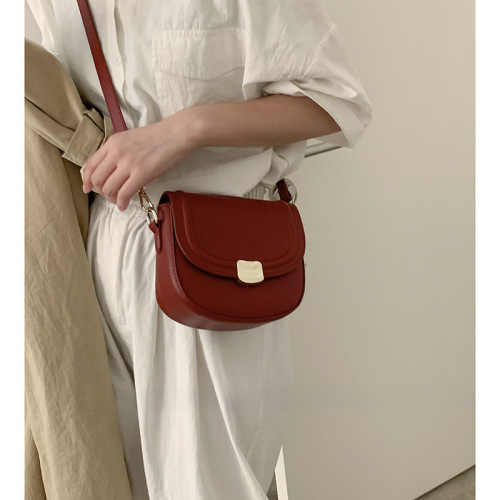 Versatile ins crossbody bag for women new trendy fashion retro small square bag niche texture red shoulder bag