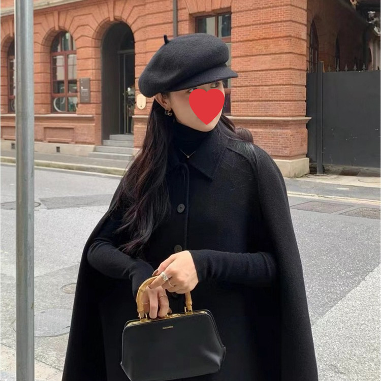 Japanese autumn and winter warm wool painter's hat women's retro duck beret showing face small versatile solid color newsboy hat