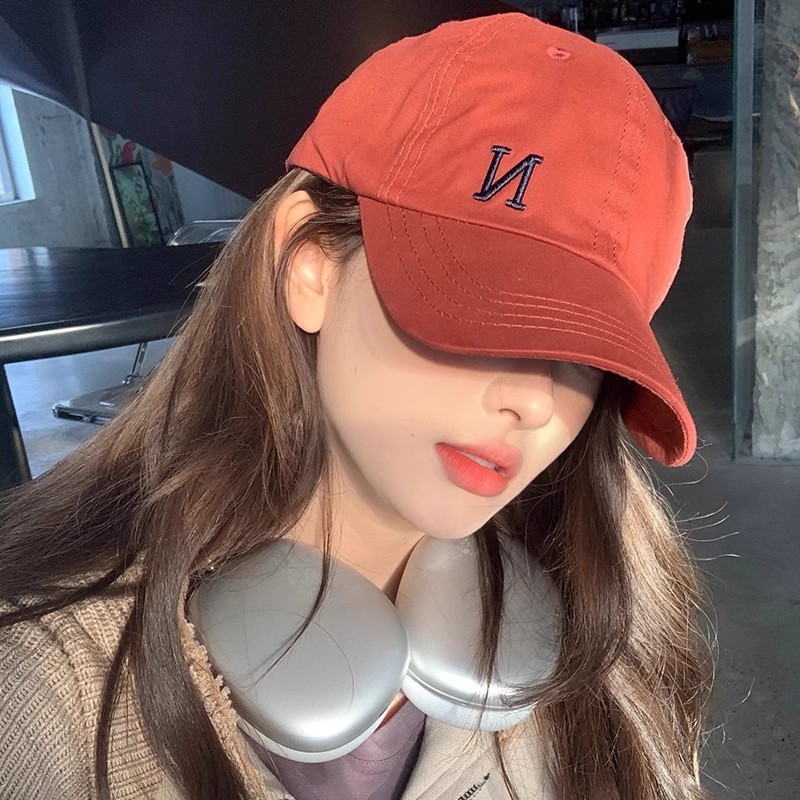 Korean style N letter logo embroidered peaked cap for women 2024 new casual sun hat sun protection face small baseball hat