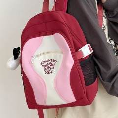 American retro schoolbag for female students attending classes, high-looking, contrasting color, simple, lightweight travel and mountaineering small backpack