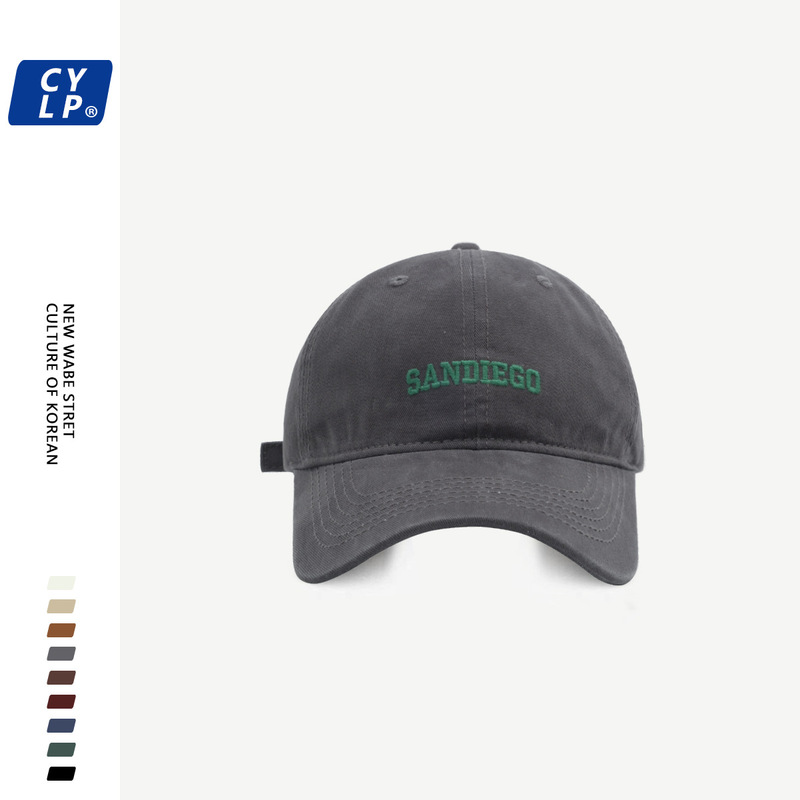 Trendy brand letter embroidery washed cotton soft top baseball cap for men and women Korean version all-match all-season street peaked cap that looks smaller