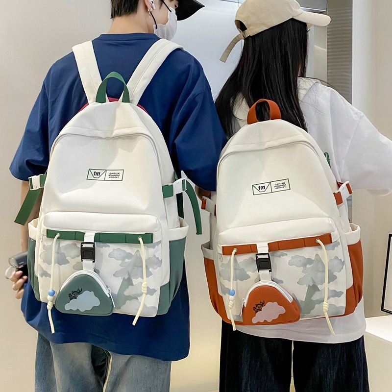 Backpack, high-end, simple, versatile and lightweight backpack for women, new style for men, trendy schoolbag for junior high school and college students