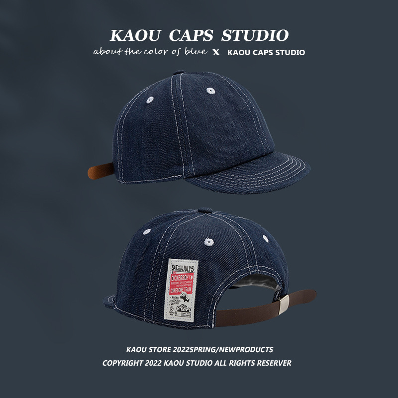 Korean style hat women's retro washed denim personalized short-brimmed peaked cap couple workwear short-brimmed baseball cap