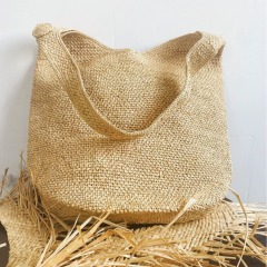 Raffia bucket bag, purely handmade, Japanese and Korean ins style holiday beach bag, travel wear bag, fashionable and versatile
