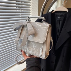 Bow Knot Backpack Women's 2024 New Trendy Fashion College Style Backpack Versatile Handheld School Bag Small Square Bag