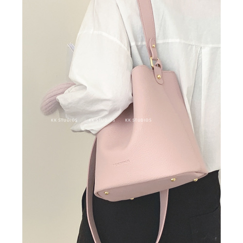 Korean style fashionable sweet pink armpit bag for women new high-end bucket bag large capacity shoulder bag