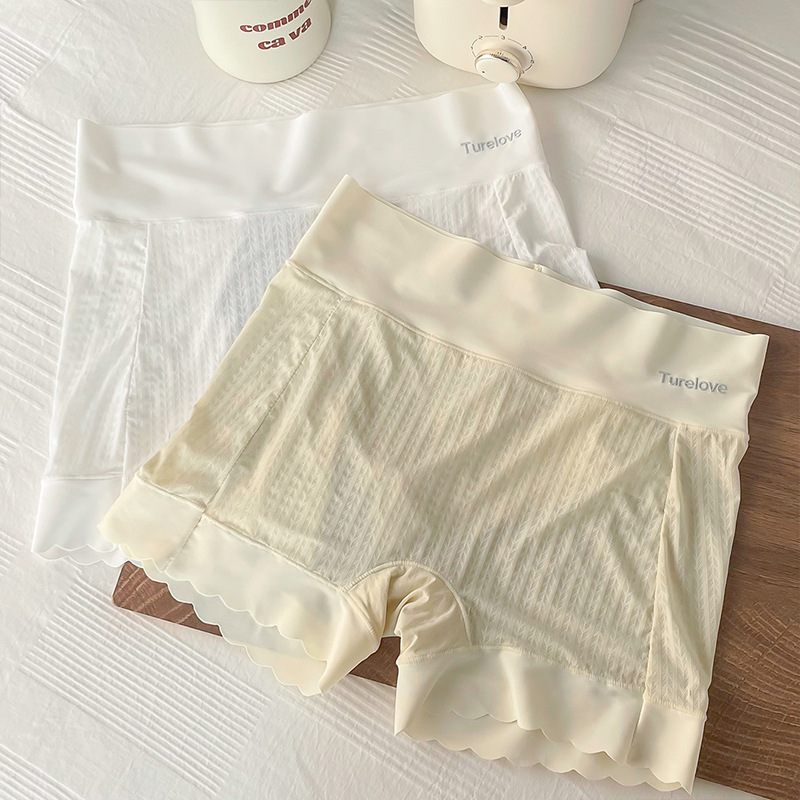 Nayipai new summer ice silk mid-high waist seamless mask safety pants for women ultra-thin nude simple underwear for women