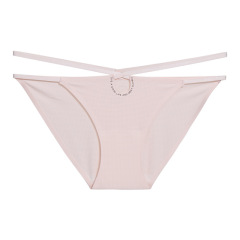 Sexy Girl Sports Style Hollow Seamless Underwear Women's Thin Ice Silk 7A Antibacterial Low Waist Thin Strip Nude Briefs