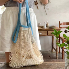 Cotton mesh bag, vegetable supermarket shopping mesh bag, beach toy storage woven mesh bag, wide belt