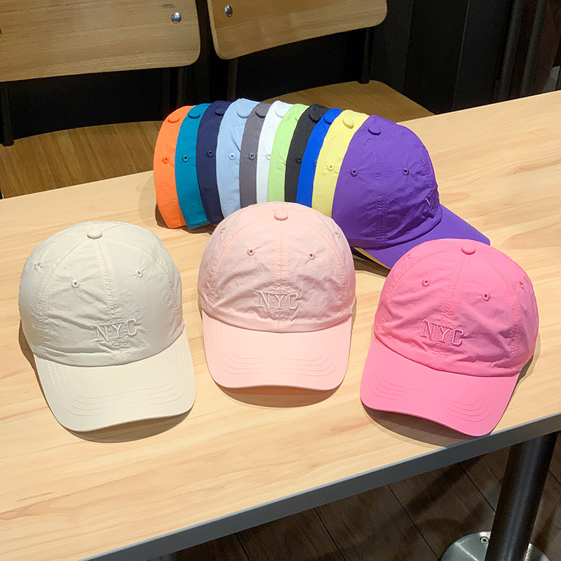 Thin breathable baseball cap outdoor outing sports quick-drying hat for women Korean version solid color letter embroidered peaked cap