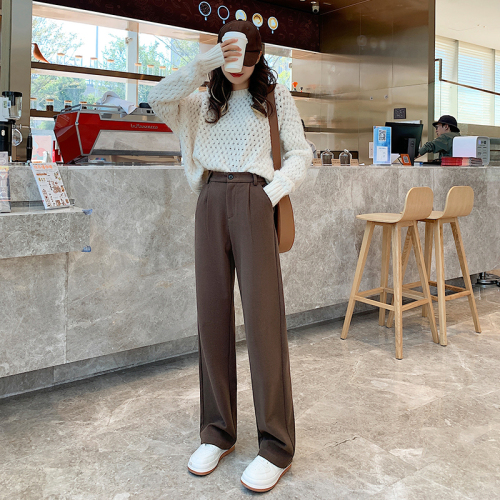 [Official Photo 380g Starry Sky Woolen Woolen Wide Leg Pants Women’s High Waist Straight Pants Casual Pants Women’s Suit Pants