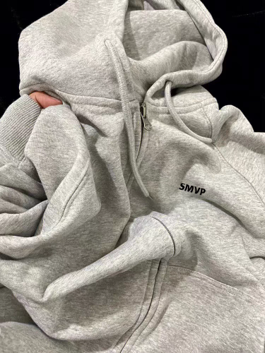 【Imitation Huacai Silver Fox Fleece 400g/Milk Silk 300g/Scale 260g】Zip-Up Hooded Print Sweatshirt