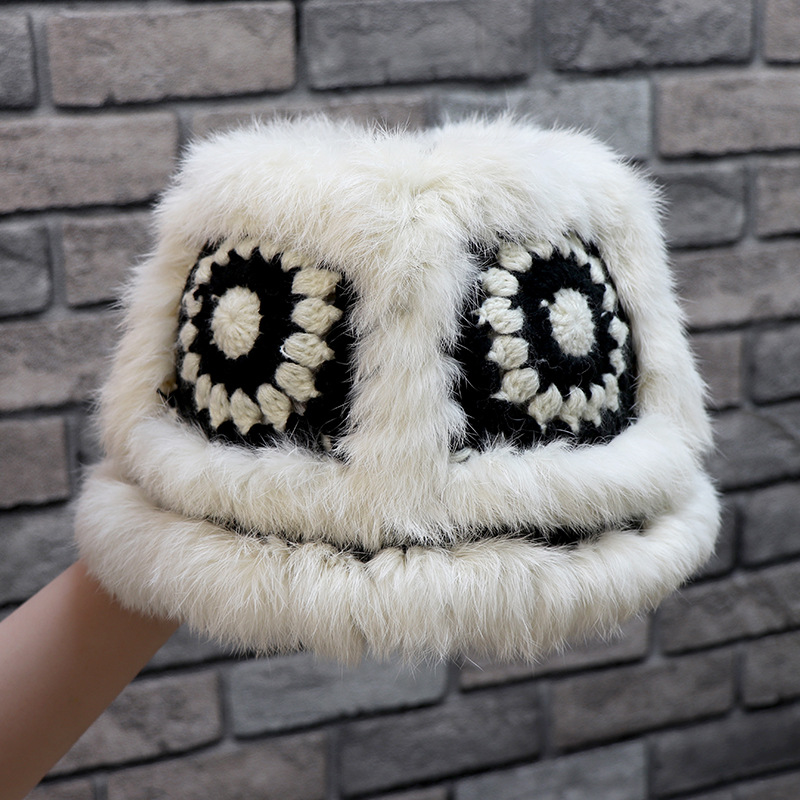 New style lion hat for women in autumn and winter, warm and cute knitted plush tiger head hat, rabbit fur knitted cute woolen hat
