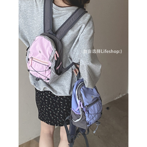 Student casual nylon canvas bag women's 2024 summer new Korean version contrasting color backpack versatile travel bag