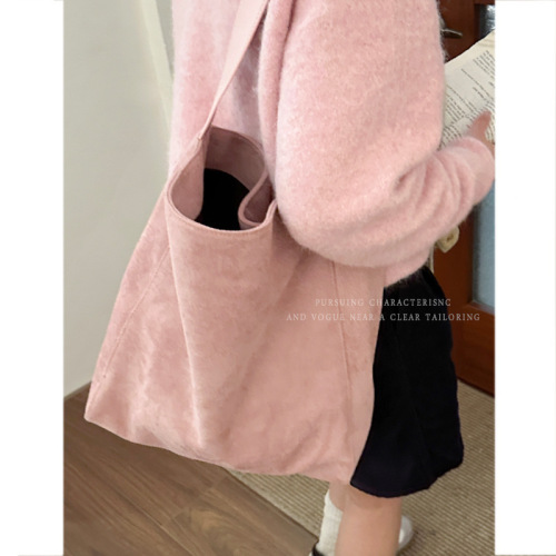 Wholesale Korean style large capacity underarm bag women's bag new winter suede tote bag wide shoulder strap shoulder bag